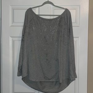 Gray shiny silver sweater shirt